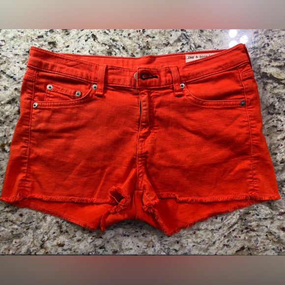 Rag & Bone orange cut off Jean shorts 25 - Picture 1 of 5